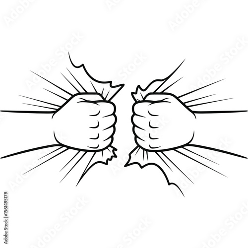 Two Fists Ripping Through Paper Superhero Style