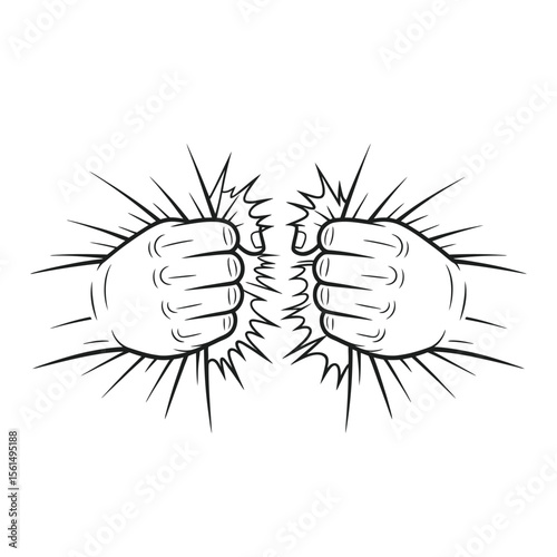 Two Fists Breaking Through a Surface