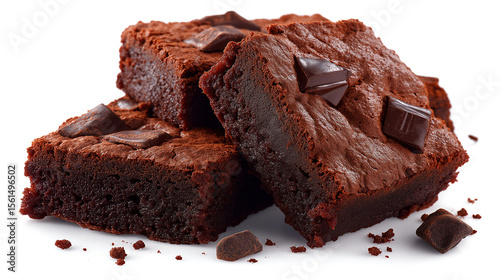 Three brownies with chocolate chips on top