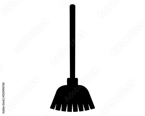 Cleaning brush silhouette, Broom silhouette, cleaning tool drawing. on white background