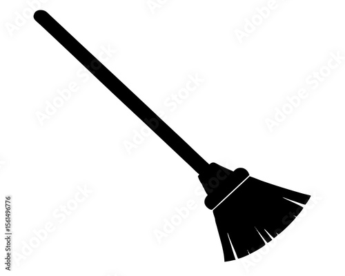 Cleaning brush silhouette, Broom silhouette, cleaning tool drawing. on white background