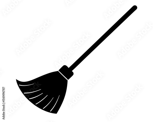 Cleaning brush silhouette, Broom silhouette, cleaning tool drawing. on white background