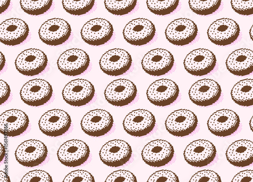 Donut pattern pixel art chocolate color style for banner, website, decoration, pattern, menu vector