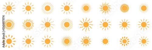  sun vector icon set .  sun icons set, sunshine and solar glow . eps 10 
