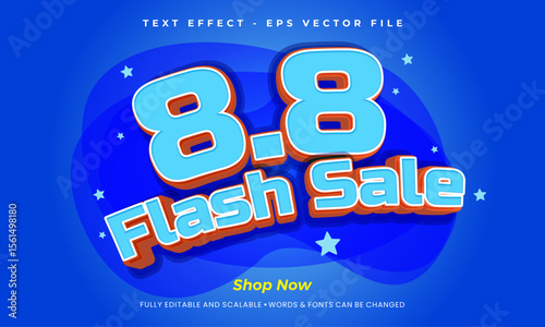 8.8 Flash Sale shopping banner with editable text, on blue gradient background for Flash Sale campaign, special offer used for online sales website