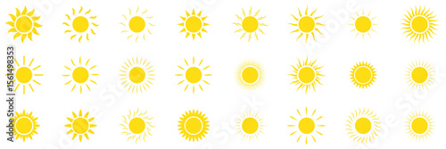  sun vector icon set .  sun icons set, sunshine and solar glow . eps 10 