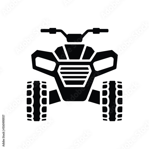 Black silhouette of a four wheel all terrain vehicle on a white background