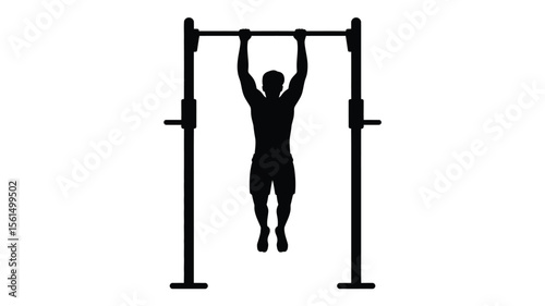 Silhouette of a man performing a pull up exercise on a horizontal bar