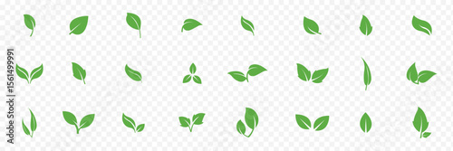  leaf icons set. Leaves icon on transparent background. Collection green leaf. eps 10 