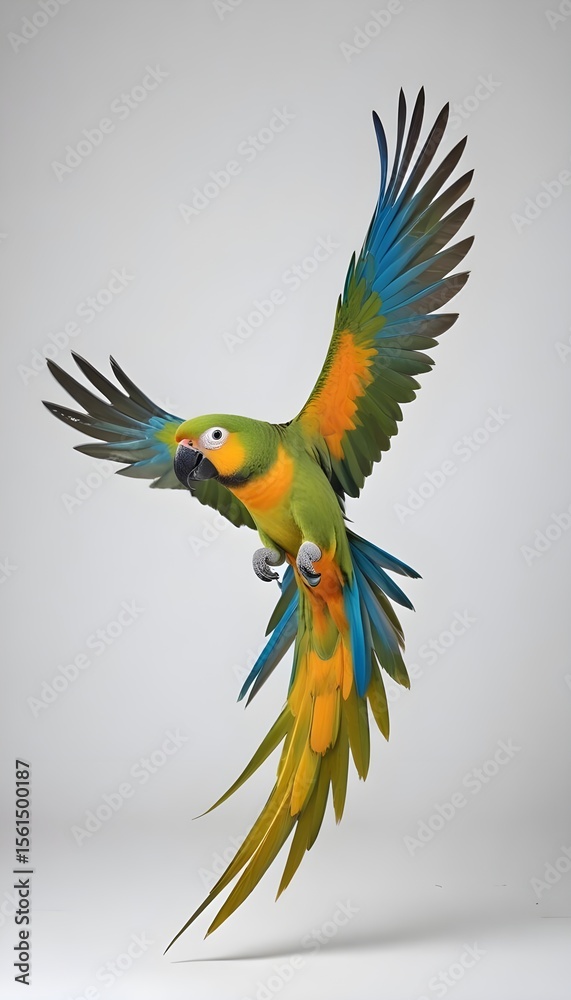 Fototapeta premium Parrot spread his wings and fly