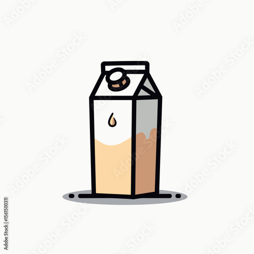 Cartoon Illustration of a Milk or Juice Carton with a Brown Cap and a Droplet