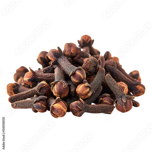A pile of dried cloves spice isolated on transparent background