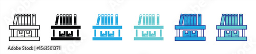 bookshelf inventory icon set. contain symbol of knowledge, archive, digital library management for education and catalog apps icon, thin line and color style symbol sign. vector illustration
