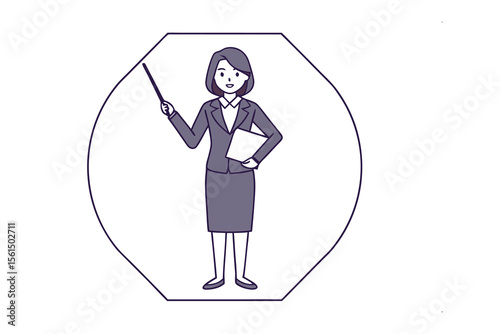Business Presentation: A poised professional, impeccably dressed in a business suit, delivers a compelling presentation.
