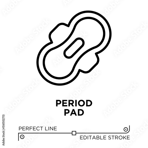 The line icon vector illustrates period pad. The line icon is isolated on a transparent background and can be edited as needed