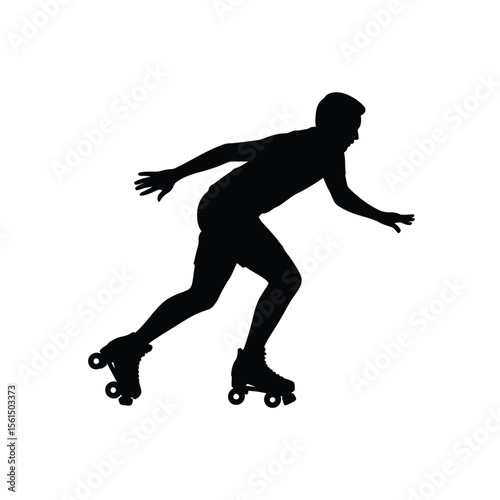 Silhouette of a person roller skating with speed and motion