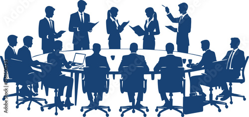 Business Collaboration Silhouette – Vector People in Conference

