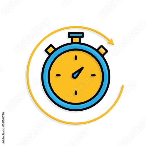 Remote Work. Time tracker icon. Counter clock with circular progress bar. collaboration. isometric design style
