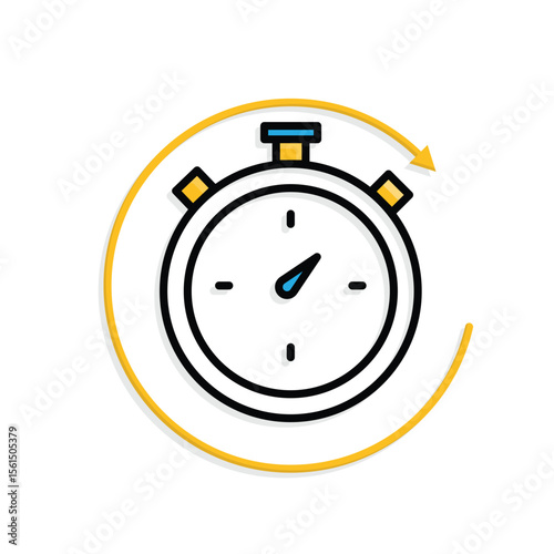 Remote Work. Time tracker icon. Counter clock with circular progress bar. collaboration. Mixed design style