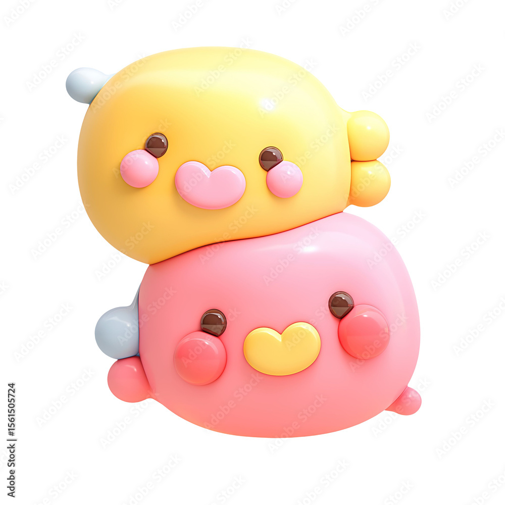 Naklejka premium Cute 3D clay illustration of speech bubbles, plasticine icon for communication and social media, isolated element representing dialogue, feedback, and comments.