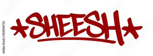 Viral red graffiti tag "Sheesh" with animated drip lines and transparent background. Popular slang for amazement, surprise, or hype.