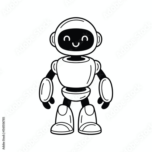 Cute cartoon robot character with a happy smiling face and simple design