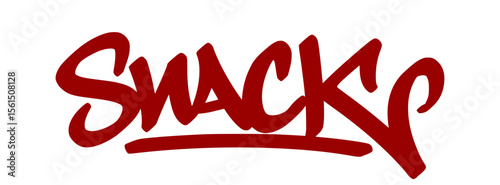 Fresh red graffiti tag "Snack" with playful drip style and transparent background. Slang for someone attractive or looking good.