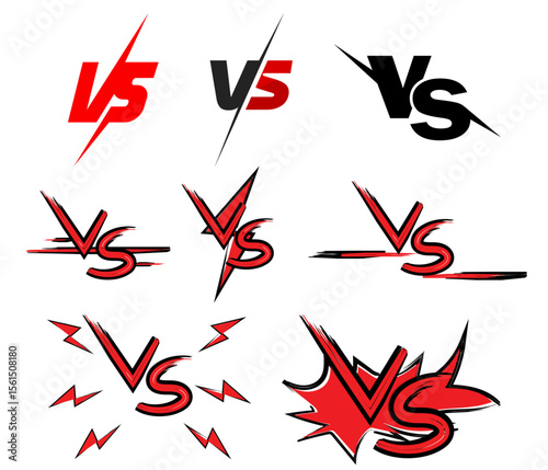 Versus Icons Vector Set | VS Letter Symbols & Battle Match Graphics