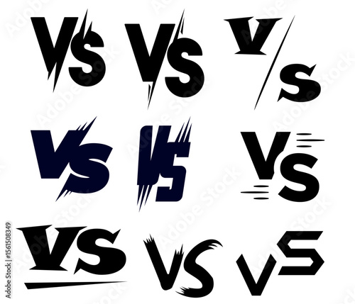 Versus Icons Vector Set | VS Letter Symbols & Battle Match Graphics