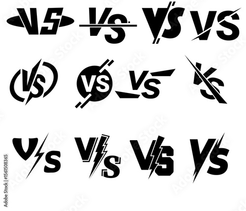 Versus Icons Vector Set | VS Letter Symbols & Battle Match Graphics