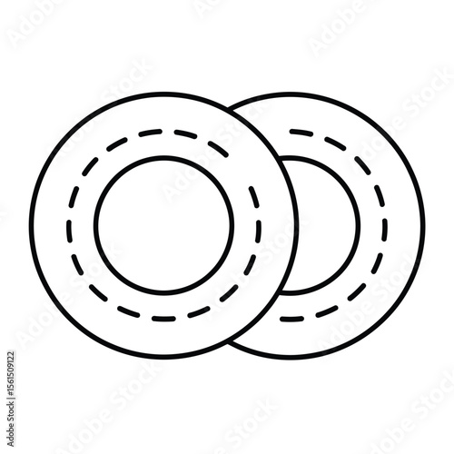 Two interlocking circular roads with dashed lines representing lanes on a white background