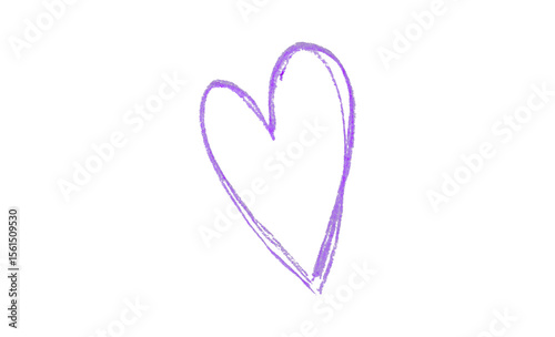 A purple heart drawn in ink sits on a transparent background.