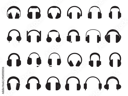 Variety of Headphones in Silhouette