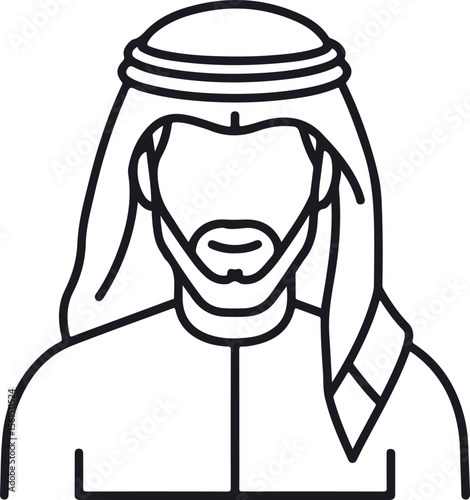  man wearing a keffiyeh linear icon on white background