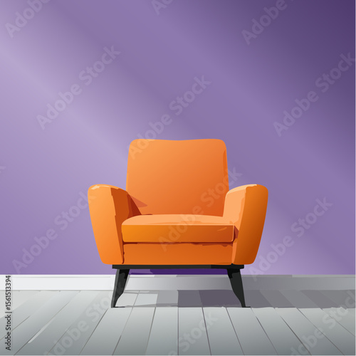 Minimalist high-contrast image of a bright colored chair against a vibrant colored wall