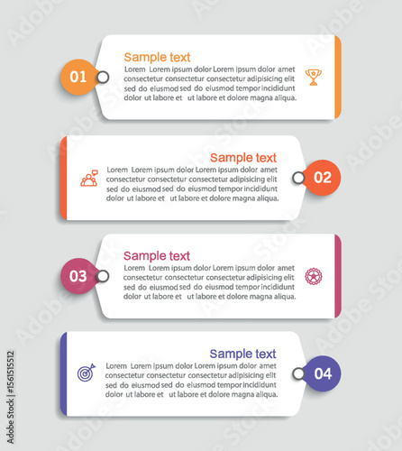 Business vector infographic template with 4 options or steps. Can be used for workflow layout, diagram, annual report, web design	