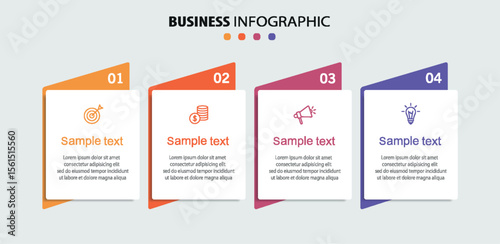 Business vector infographic template with 4 options or steps. Can be used for workflow layout, diagram, annual report, web design	