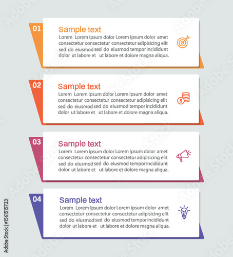 Business vector infographic template with 4 options or steps. Can be used for workflow layout, diagram, annual report, web design	