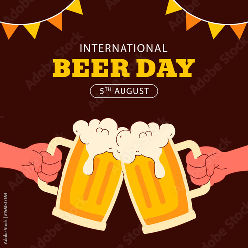 Beer Celebration Vector Template with Hand Drawn Style for Social Media Illustration