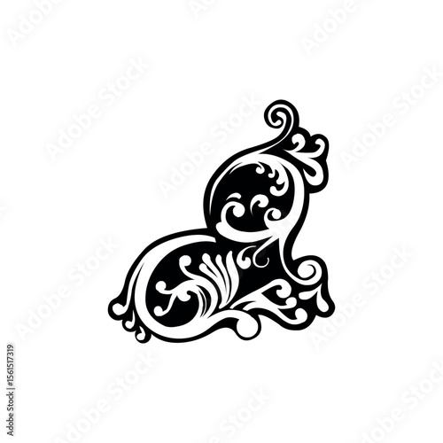 Illustration of ornate flourish design element vector graphic for vintage decoration and embellishment in black and white style vector