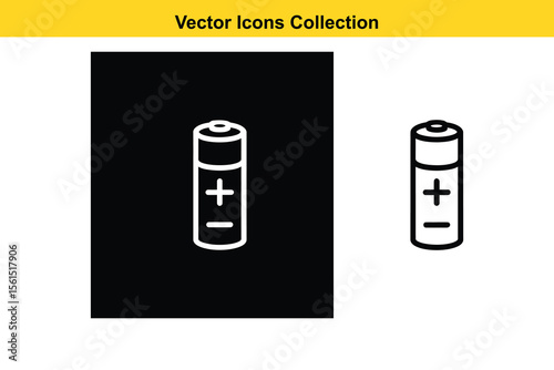 Simple white outline battery icon on black and white background