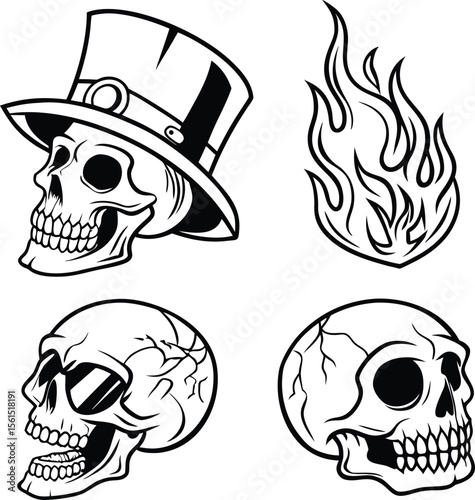 Here's a single sentence for naming an image depicting a skull and crossbones:

Vintage pirate skull and crossbones illustration, a grunge vector design symbolizing danger and death for Halloween bann