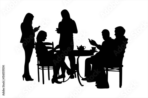 Professional Business Meeting Silhouettes - Corporate Team Discussion