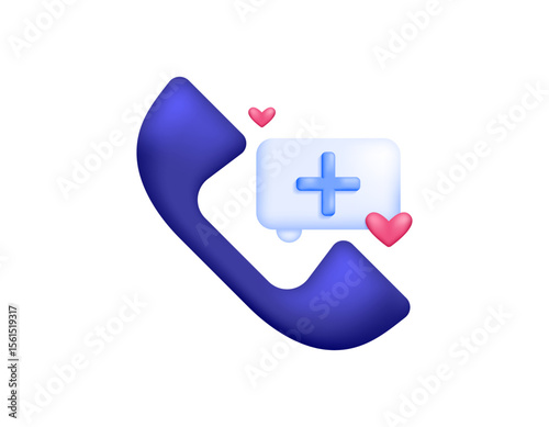 a telemedicine concept. technology service for remote medical services. online health consultation. illustration of phone symbol with health sign and chat symbol. minimalist 3d style design. asset