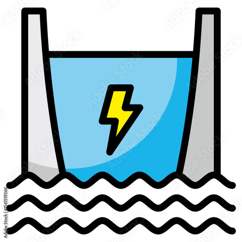 Hydropower Dam  Icon Element For Design