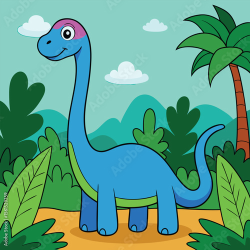 Charming cartoon brontosaurus dinosaur illustration for children s designs