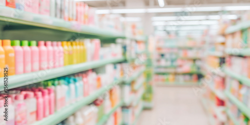 Wallpaper Mural Blurred shelves of a pharmacy drugstore with a variety of healthcare products Torontodigital.ca