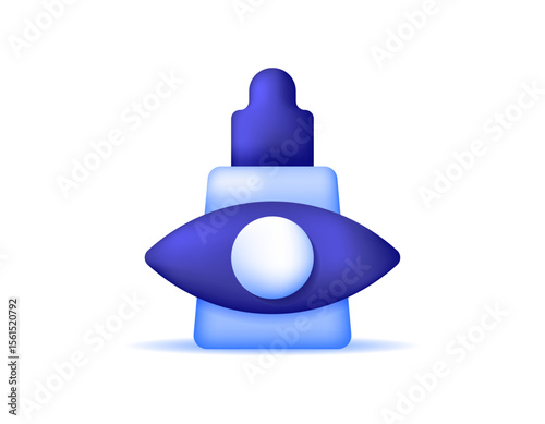 illustration of an eye drop with an eye symbol. medicine for cleanliness, health, and vitamins for the eyes. health and treatment. medicines. icon or symbol. minimalist 3d style design