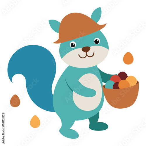 Charming illustration of a happy squirrel in vibrant colors