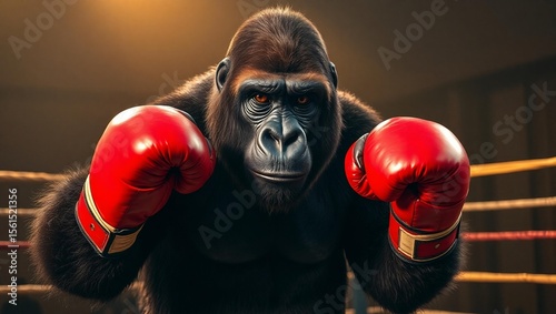 a gorilla wearing boxing gloves in the ring